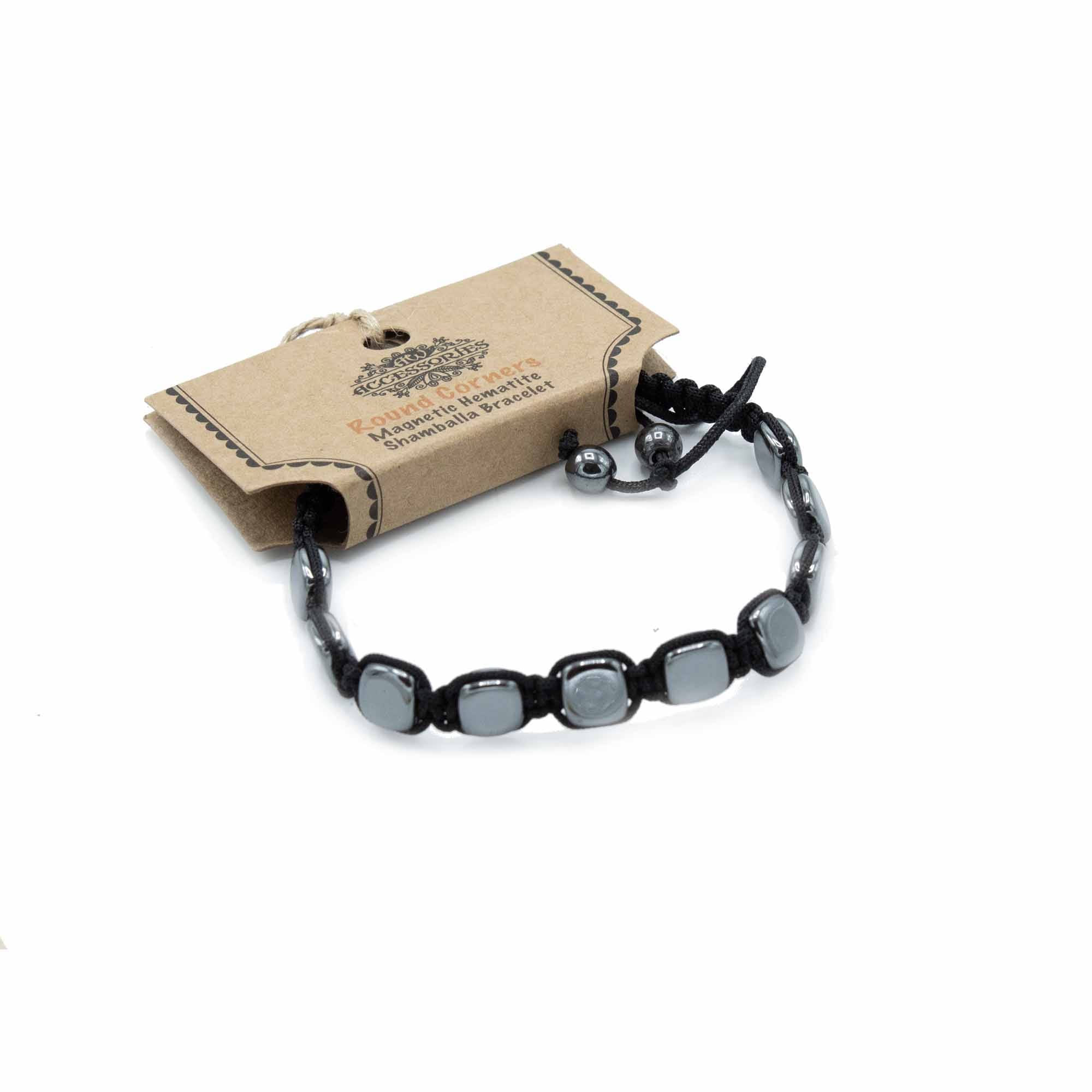 216804 Magnetický hematitový náramok Shamballa – čierny unisex, pohľad na celý náramok