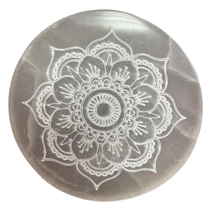 Stredná Selenitová Podložka 10cm -  Lotus Mandala