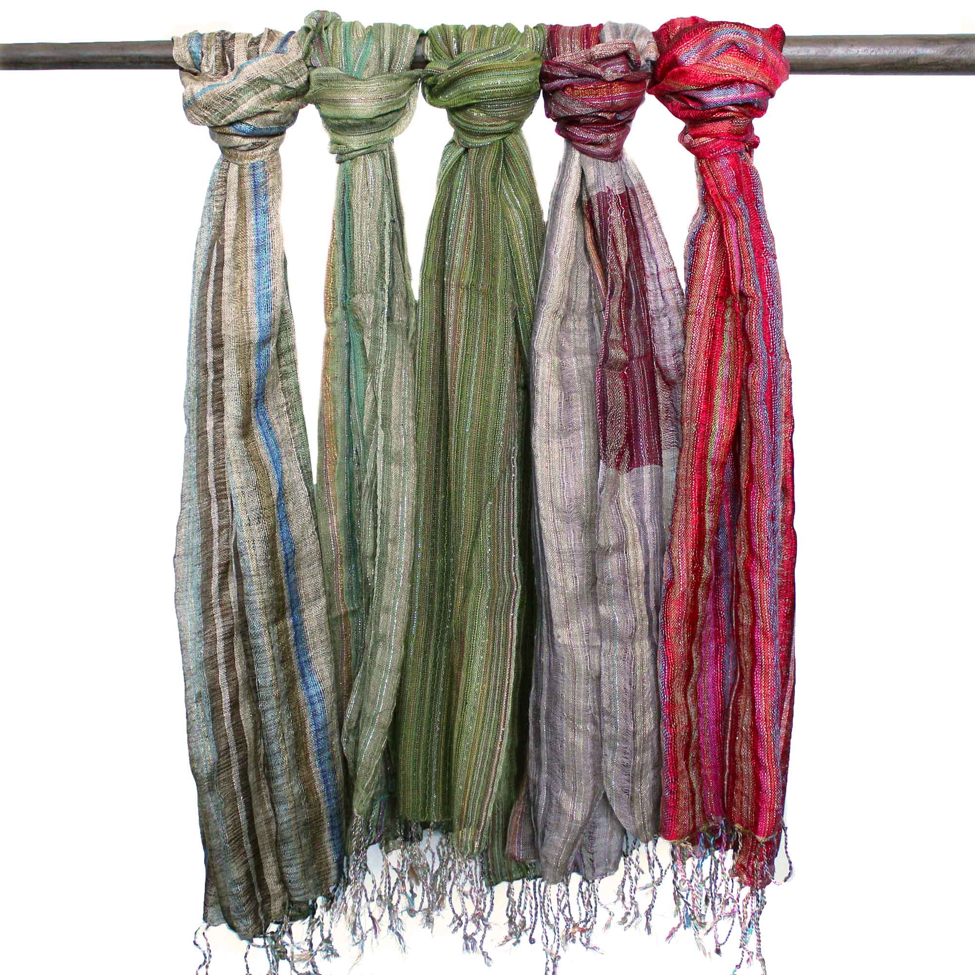 231937 Indické boho šatky 50×180 cm – odtiene zelenej