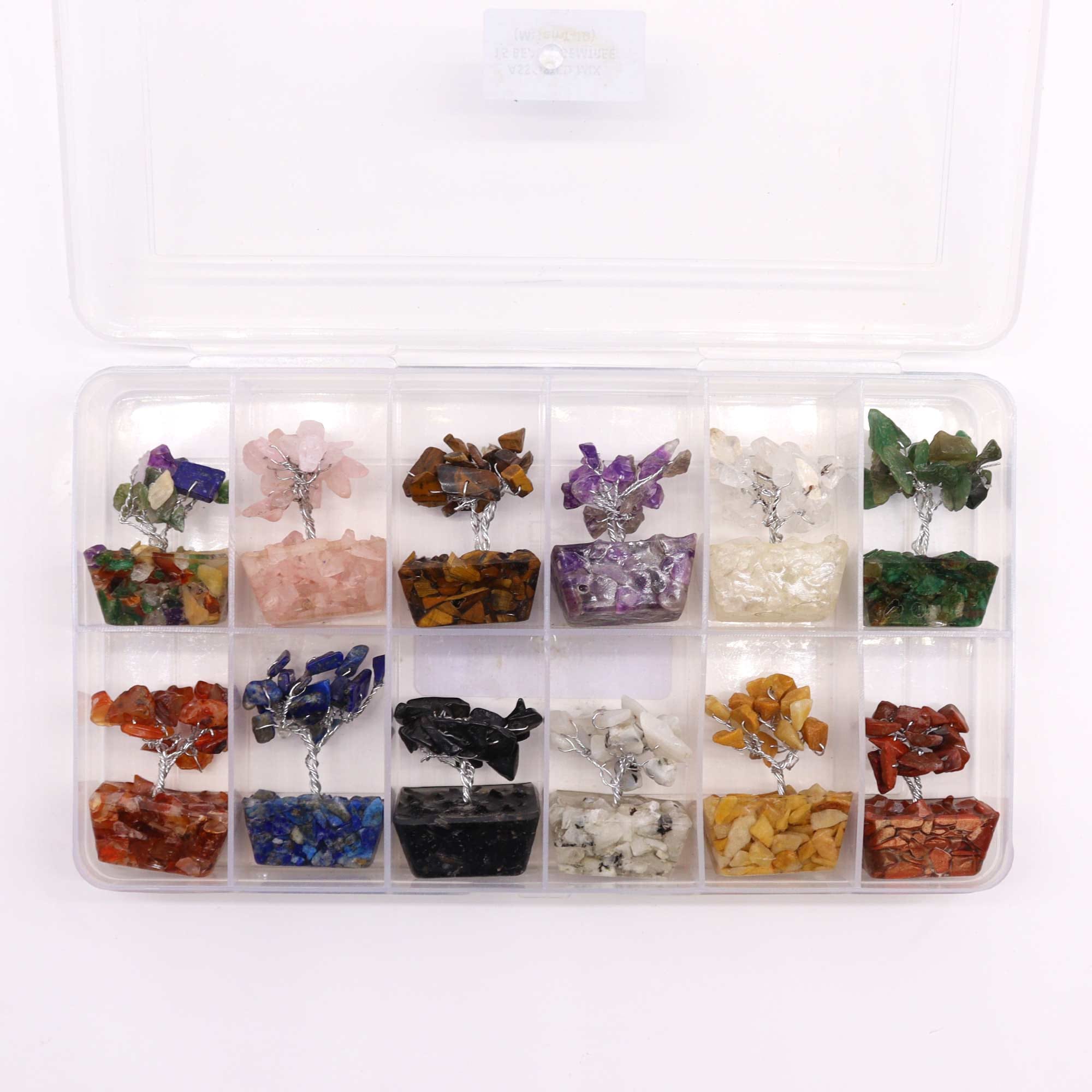 233159 Mini stromčeky z drahých kameňov na orgonite – mix druhov