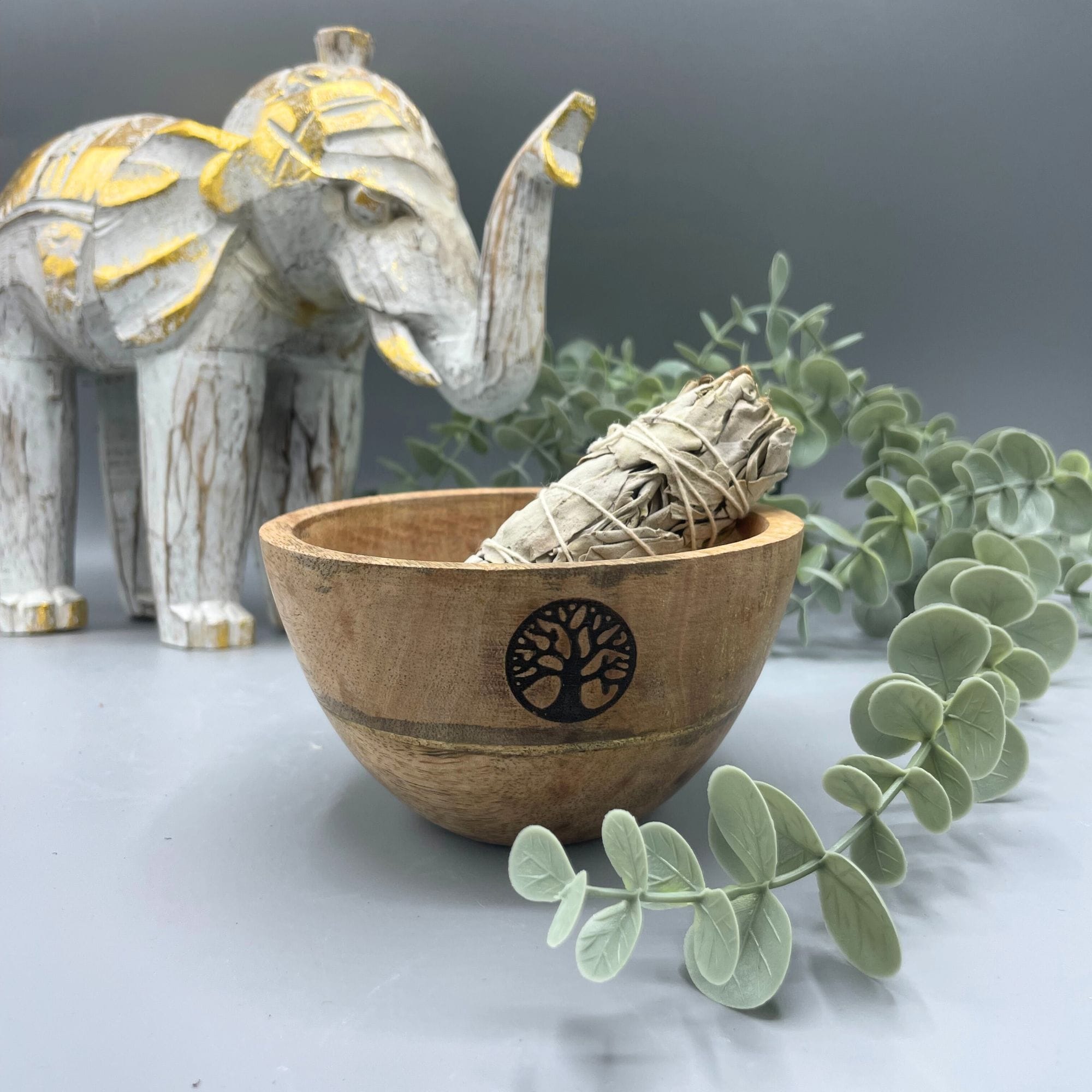 233466 Drevená rituálna miska Strom života z mangového dreva 12×7 cm