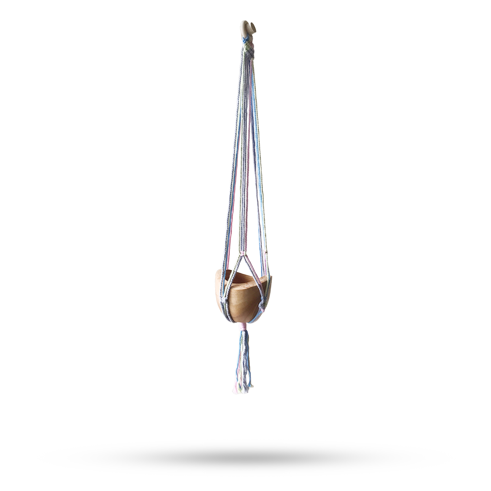 Macramé Závesný Držiak na Kvetináč - Pastelové Farby - Kúpeľna - Stredný