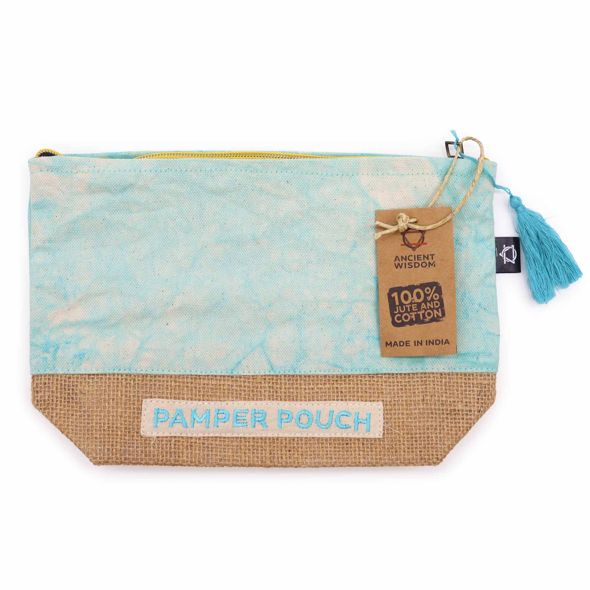 247538 Jutovo bavlnené vrecko modré Pamper Pouch so zipsom