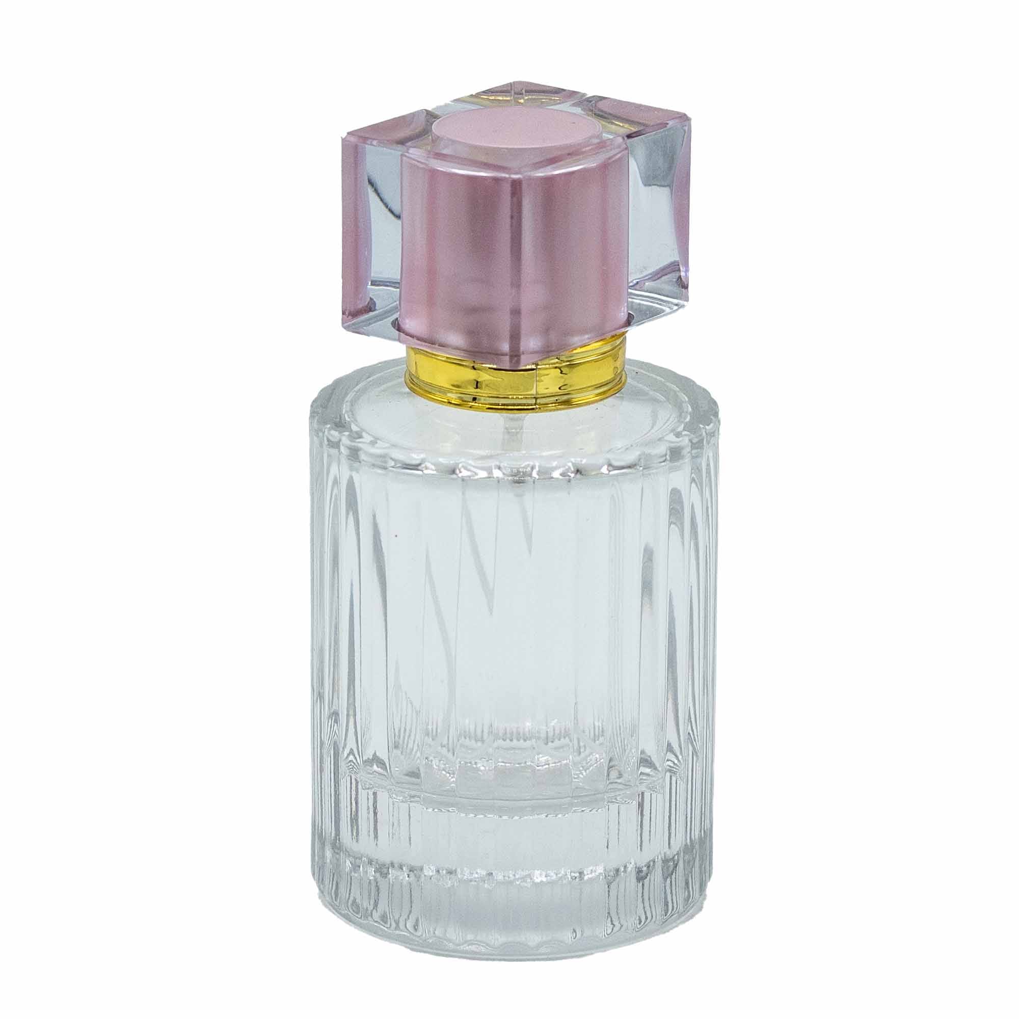 249868 Ružová sprejová fľaša na parfum 50 ml s uzáverom so zlatým akcentom