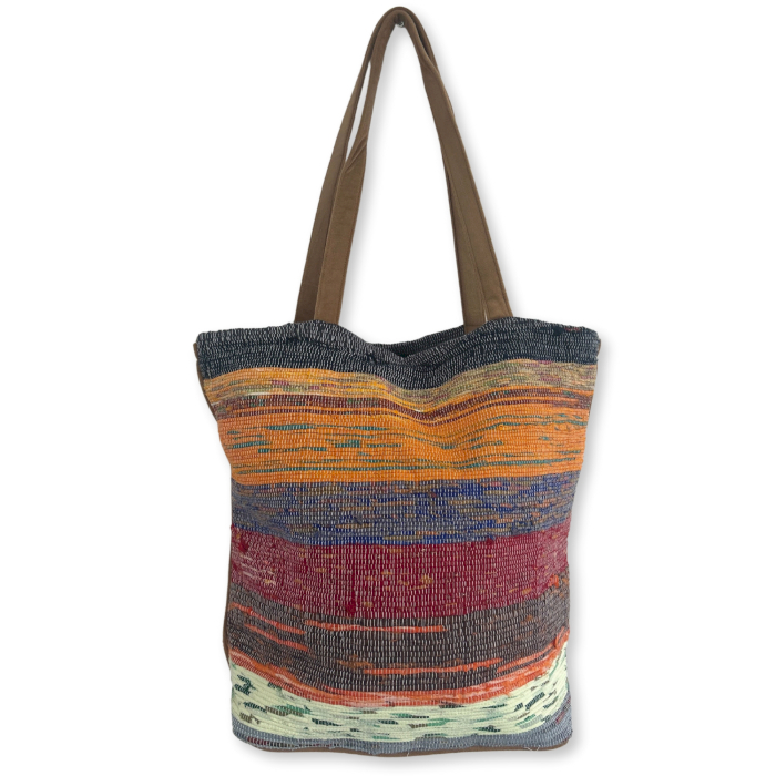 Veľká Recyklovaná Kobercová Taška – Hnedé Odtiene