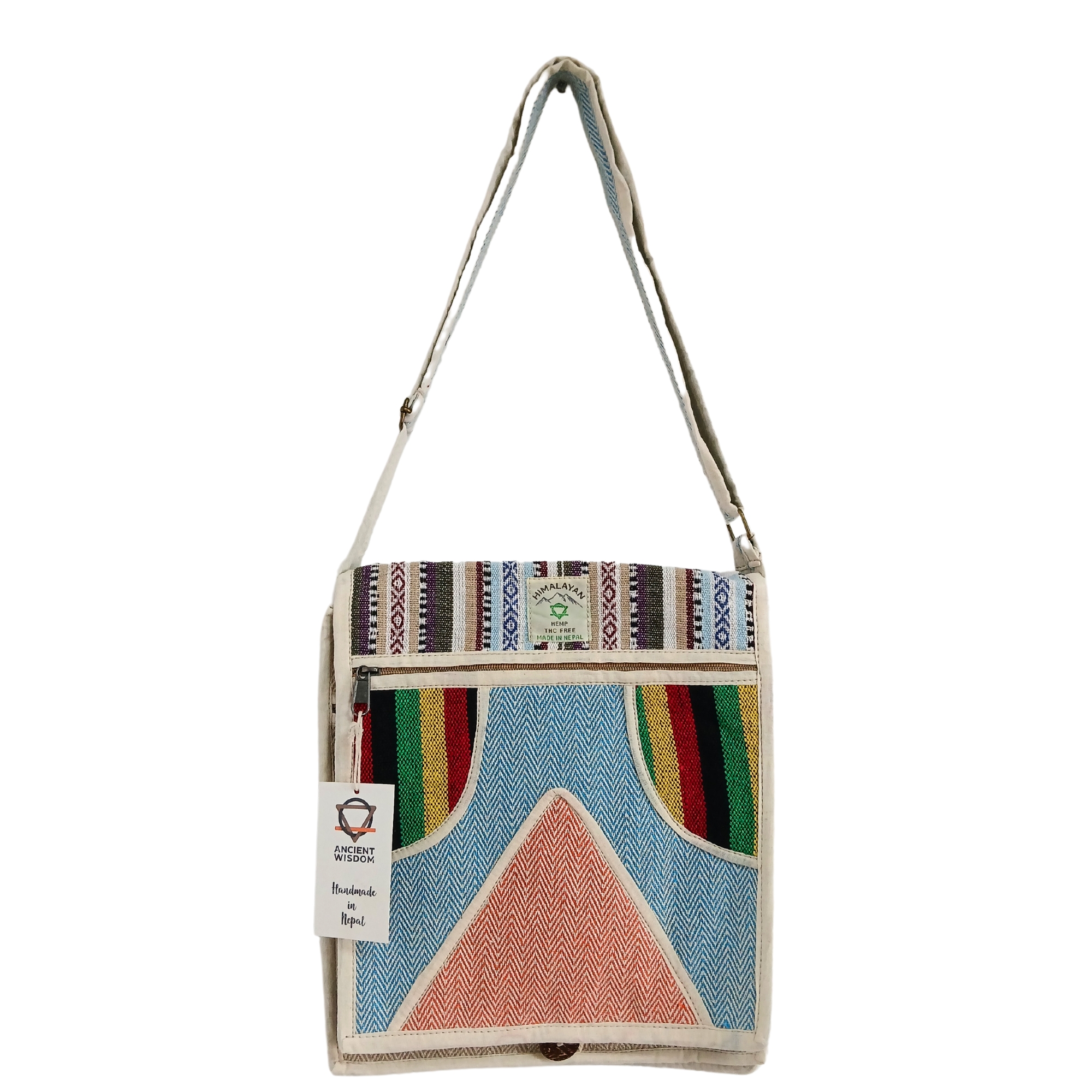 Konopná Taška na Notebook cez Rameno - Trojuholník