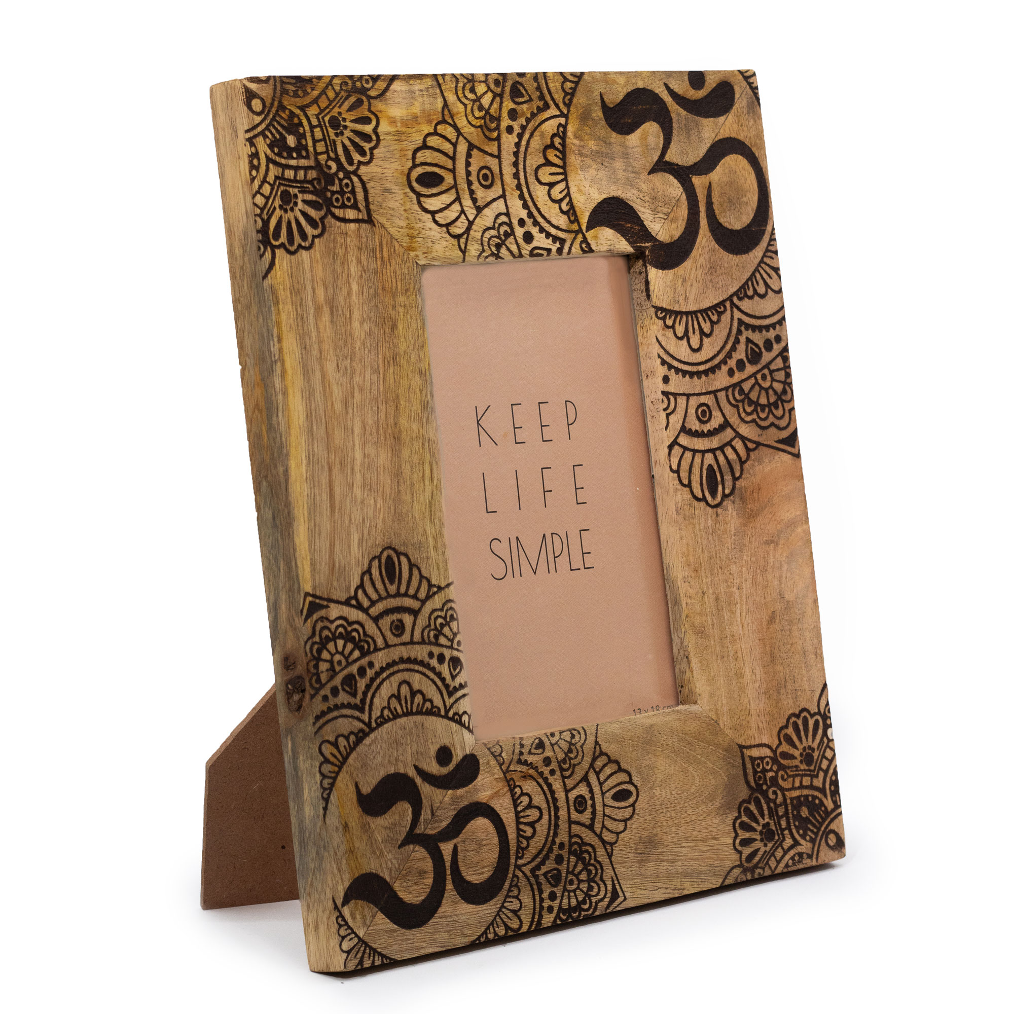 Stredný Rám na Fotografie z Mangového Dreva ( 10x15cm) 26x20x2cm - Mandala - Čierny