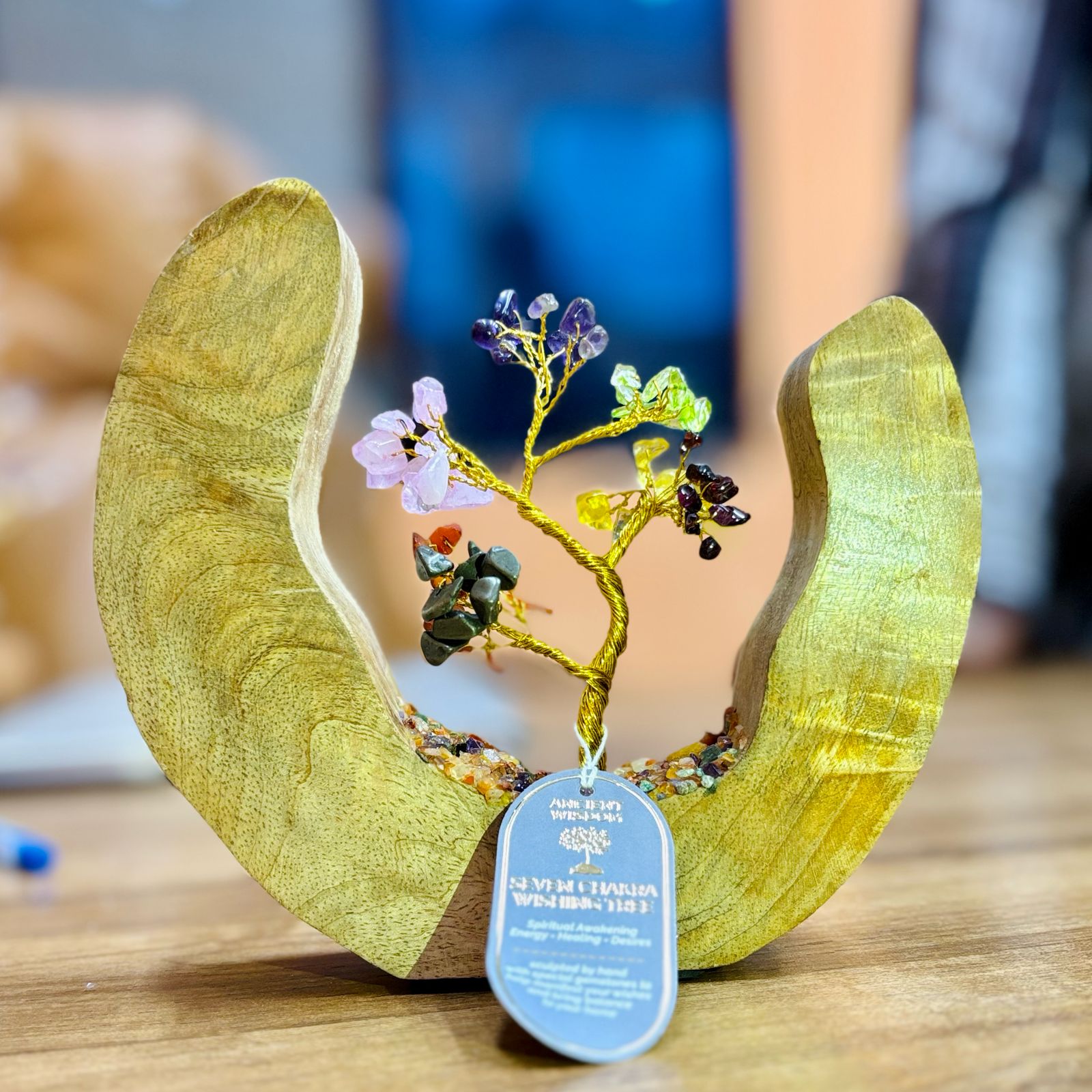 Stromček Šťastia na Mangovom Dreve - Otvorený Prsteň - Sedem Čakier - 60 Kamienkov