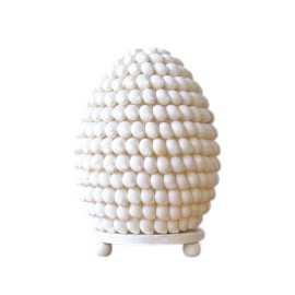 Boho Morská Mušľová Lampa - Biela Oválna - 15 cm