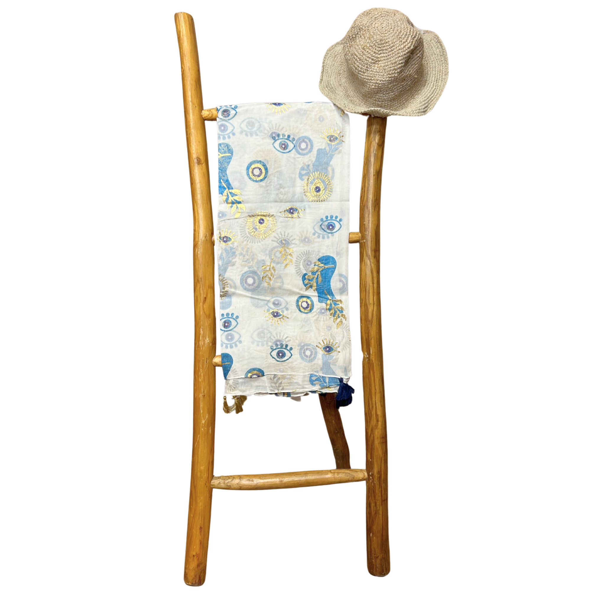 Nomád Sari - Pario - Biela, Modrá a Zlatá - Dizajn Zlatého Zlého Oka