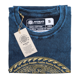 Stone Wash Tričko (S) - Čakra - Modré