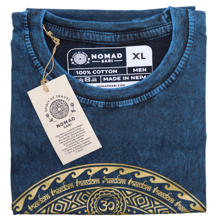 Stone Wash Tričko (XL) - Čakra - Modré