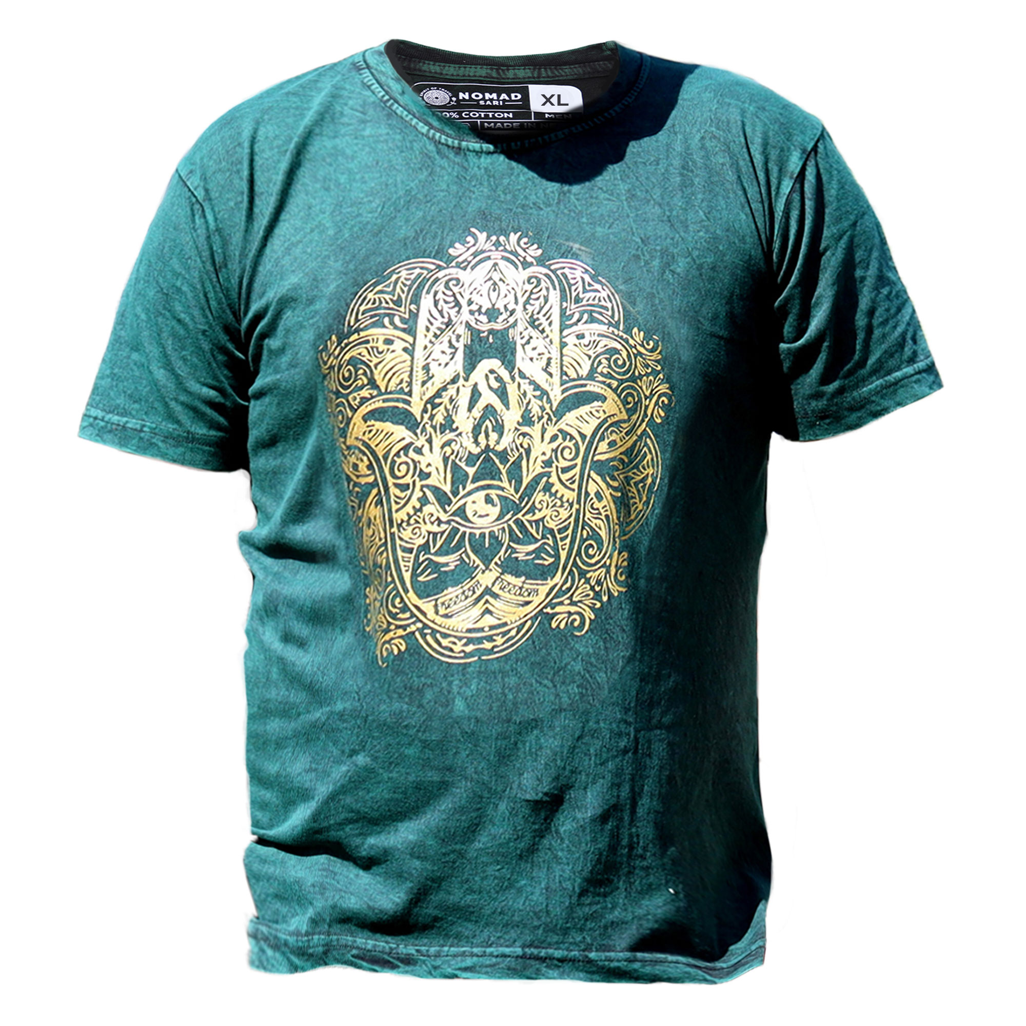 Stone Wash Tričko (XL) - Hamsa - Zelené