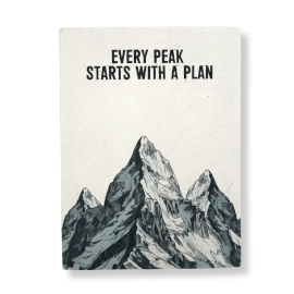 Veľký Inšpiračný Zápisník z Lokta Papiera (21 × 15 cm) – 45 Listov – „Každý Vrchol“ – Vrátane Záložky