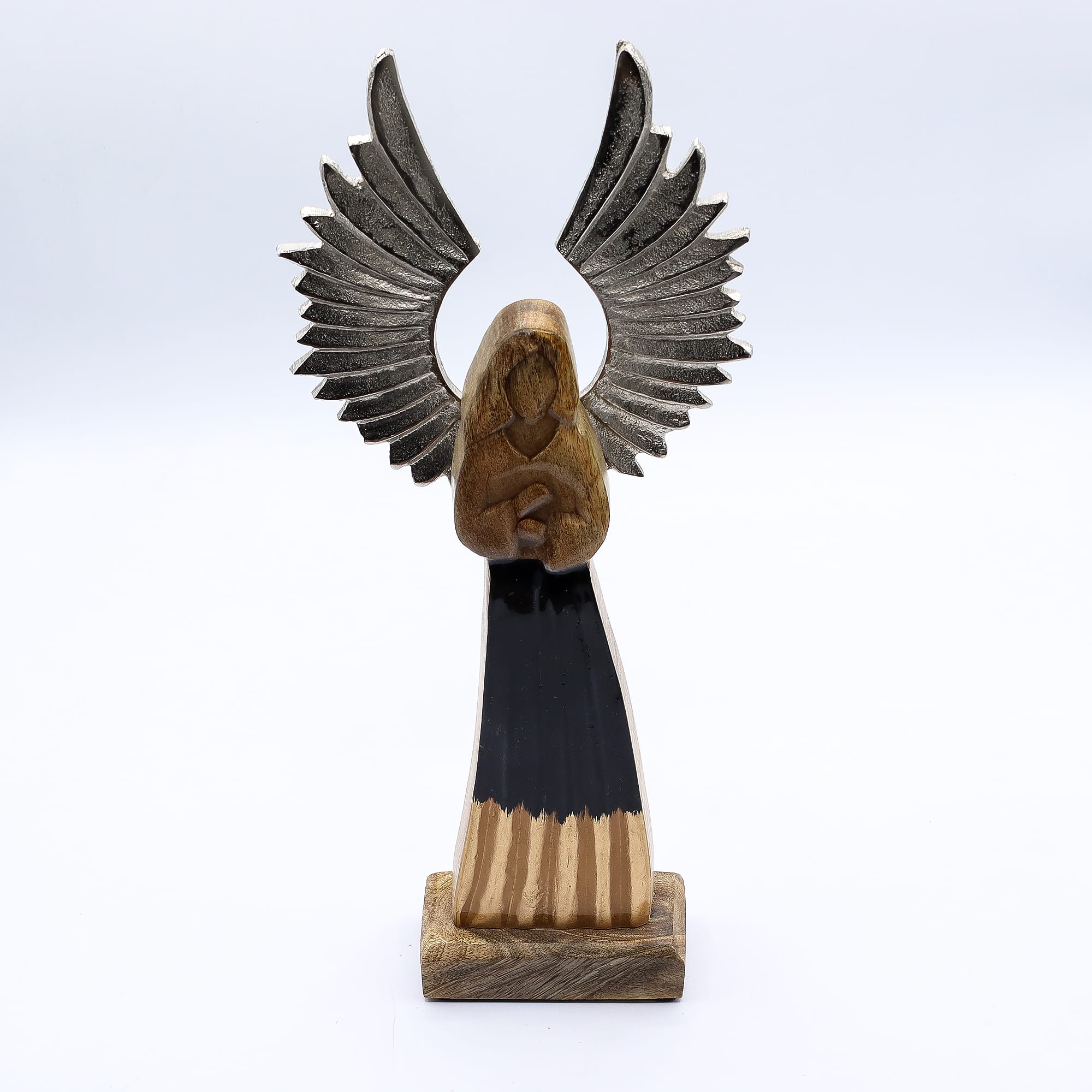 269089 Smaltované detaily – anjel strážny z mangového dreva 40 cm
